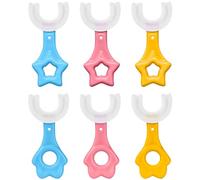 SWYSGS Pack of 6 Children's U-Shaped Toothbrush All Rounded 360° Food Grade Silicone Brush Head Baby Toothbrush (6-12 Years Old)