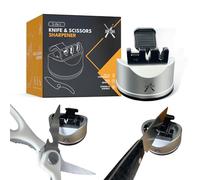SWYSH 3-Stage Kitchen Knife Sharpening Tool - Versatile Blade Sharpening Tool for All Types of Daily Knifes with Straight & Serrated Edges - Dedicated Scissors Sharpening Slot - Compact & Portable
