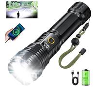 SWZA Torches LED Super Bright 50000 Lumens, 5 Modes USB Rechargeable Torches 5000mAh Battery, Zoomable Tactical Flashlight Hand Torch Waterproof, High Power Camping Torch for Hiking Fishing Camping