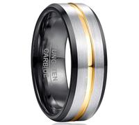 SWZEC Newman Bands The Champion - Men's Tungsten Ring - Silver Black and Gold, 8mm