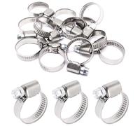 SWZHAI 12 Pcs Heavy Duty High Pressure 3/8 inch Hose Clamp, Adjustable Worm Gear Drive Small Mini Hose Clamps Stainless Steel Tube Clamp(16-25mm)