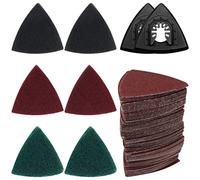 SWZHAI 133 Pcs Oscillating Tool Sanding Pads Kit, 2Pcs Oscillating Sanding Pad & 6Pcs Triangular Scrubbing Pads & 125Pcs Triangle Sanding Pad Assorted 60/80/120/180/240 Grits