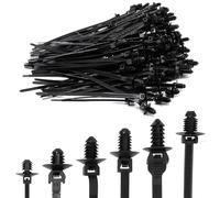 SWZHAI 180 PCS Push Mount Zip Ties, Nylon Car Mount Wire Ties Snap in Cable Zip Ties, Black Push Mount Cable Ties Automotive Zip Ties Fastener Wire Harness Clips for Wire Tying (6-Types)