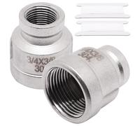 SWZHAI 2 Pack 3/4" x 3/8" NPT Female Threaded Pipe Fitting, 304 Stainless Steel Reducing Coupling, Forging Threaded Reducer Pipe Fitting Adapter