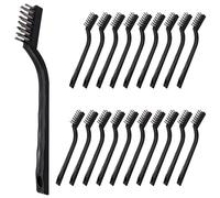 SWZHAI 20 Pcs Mini Wire Brush, Stainless Steel Wire Cleaning Brush Wire Bristle Scratch Brush Set, Curved Handle Wire Toothbrush for Cleaning Welding Slag & Rust (Stainless Steel)