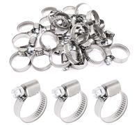 SWZHAI 25 Pcs Heavy Duty High Pressure 3/8 inch Hose Clamp, Adjustable Worm Gear Drive Small Mini Hose Clamps Stainless Steel Tube Clamp(16-25mm)