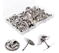 SWZHAI 50 Pairs Locking Pin Backs for Enamel Pins, Silver Butterfly Clutch Tie Tacks with 9mm Length 10mm Width Blank Pins Keepers for Brooch Craft Making Jewelry Craft Gifts