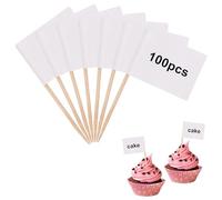 SWZHAI Blank Toothpick Flags 100 Pcs, Cheese Markers Food Labels for Party Buffet Cheese DIY Decoration Flag Toothpicks for Cupcake Toppers (White)