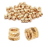 SWZHAI M4 Threaded Inserts, M4 x L5 x D6 Female Thread Metric Knurled Nuts Brass Threaded Inserts for Plastic and 3D Printing Components, Insert by Heat into Plastic Parts (50 Pack)