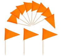 SWZHAI Orange Toothpick Flags, 100Pcs Mini Orange Flag Toothpicks, Triangle Stick Cupcake Toppers Flags Solid Orange Blank DIY Decoration