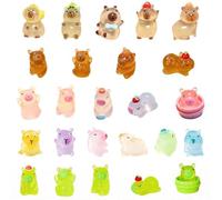 SWZY 37PCS Mini Capybara Figures Cake Toppers Set,Mini Resin Animal, Capybara Miniature Figure Glow in the Dark,Capybaras DIY Garden Dollhouse Animals Characters Toys for Cake Decoration