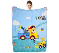 SWZY Cartoon Blanket Flannel, Engineering Vehicle Blanket, Anime Throw Blanket,Soft Cover Flannel Cozy Plush Fleece Blanket for Boys Girls Kids Baby(100 * 140cm