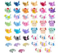 SWZY Mini Axolotl Figure Resin Animals Toy Glow In The Dark, Mini Salamander Toys Cute Resin Animals, Glitter Salamanders Christmas Hats Axolotl Decor For Fairy Garden, Diy Crafts 48 Pcs