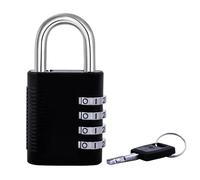 SX-575 4-Dial Combination Disc Padlock, High Security Combination Lock, Indoor, Outdoor Storage Cabinet Padlock, Durable Locker Lock, for Home Improvement, with Shielded Hardened Steel Shackle,Chrome