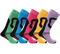 SX168-12-3 - Girls Ski Socks 5 Pack - 12-3 - (EU 31-36)