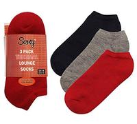 SX174-A - Acrylic Brushed Thermal Trainer Socks - Navy/Charcoal/Red - 4-6