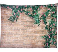 Sxakswol Brick Wall 3D Tapestry Pink Flower Tapestry Wall Hangings Brick Wall Tapestry for Bedroom Aesthetic Art Print Living Room Dorm Home Tapestries 180x230 cm for Kids Adults