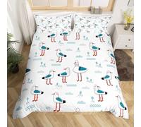 Sxakswol Seagull Duvet Covers King Duvet Cover 3D Printed Cartoon Animals Bedding Sets Soft Microfibre Quilt Cover with Zipper and Pillowcases 3 Pcs B6774