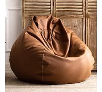 SXBCyan Big Luxury Sofa Pouf Cover Faux Leather Pear Bean Bag Pouf Cover Waterproof Lazy Bean Bag Chair No Filler Outdoor Beanbag Couch Puff (Color : Brown, Size : D120cm-empty cover)