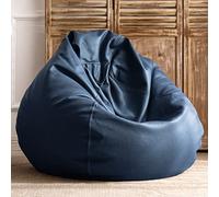 SXBCyan Big Luxury Sofa Pouf Cover Faux Leather Pear Bean Bag Pouf Cover Waterproof Lazy Bean Bag Chair No Filler Outdoor Beanbag Couch Puff (Color : Navy, Size : D90cm-empty cover)