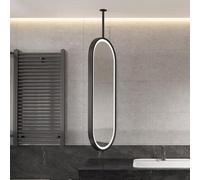 SXBHDM Black Metal Mirrors for Ceiling Hanging, Modern Bathroom Vanity Makeup Mirror with 3 Colours Dimmable LED Lights，Customizable(40cmx60cm)