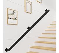 SXBHDM Black Wrought Iron Staircase Banister Hand Rails with Wall Mount Support, Staircase Handrail for Outdoor Steps or Indoor Stairs - 1FT~20FT Complete Kit (Size : 10ft/300cm)