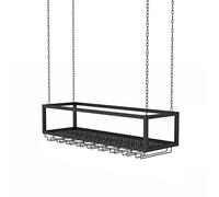 SXBHDM Ceiling Hanging Bar Unit Hanging Wine Glass Holder Wine Rack with Ceiling Metal Iron Chain Wine Bottle Racks Metal Floating Organizer Shelves for Bars Restaurants Kitchens Decorative Shelf