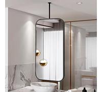 SXBHDM Ceiling Mounted Mirror with Metal Hanging Rod, 50cmx70cm Rectangular Vanity Mirrors Black Metal Frame Mirrors, Floating Large Decorative Mirrors for Bathroom (Size : 40cmx60cm)