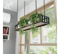 SXBHDM Metal Ceiling Shelf Plant Hangers Indoor Wall/Window Hanging Planter Basket Flower Pot Rack Storage Hanging Plant Holders for Ceiling, Wood and Metal (Size : 100x25x15cm)