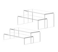 SXCCNW Acrylic Display Risers, 4 PCS Acrylic Risers, Acrylic Lifts Display for Figures Clear Rectangular Tiered Display Stand Jewelry Display Riser Shelf Showcase Fixture