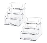 SXCCNW Business Card Holder, 2 Pack 4-Tier Acrylic Card Display Desk Stand Holder Acrylic Business Card Holder for Desk Name Card Display Holder Office Business Card Display Stand 10 x 9 x 9.5 cm