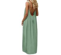 SXcggal Backless Cami Dresses for Women Cami Lounge Dress Backless Solid Color Sleeveless Beach Vacation Flowy House Dress Long Sundress with Back Tie
