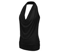 SXcggal Backless Tank Tops for Women Halter Neck Draped Front Sexy Open Back Tank Top Summer Cowl Neck Sleeveless Blouse Tank Tops for Women 2024 Shop The Look