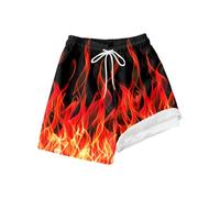 SXcggal Boys 2 in 1 Running Shorts with Inner Brief Quick Dry Athletic Trunks Stretchy Gym Shorts with Drawstring for Kids Sports Swim Training Shorts Machine Washable,Red,8 Years