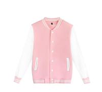 SXcggal Boys Girls Letterman Jacket, Kids Varsity Bomber Jacket, Toddler Baseball Jackets Lightweight Button Down Coat Fleece Fall Winter School Outwear Red 5-6 Years