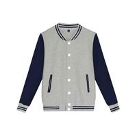 SXcggal Boys Girls Letterman Jacket, Kids Varsity Bomber Jacket, Toddler Baseball Jackets Lightweight Button Down Coat Fleece Fall Winter School Outwear Grey 3-4 Years