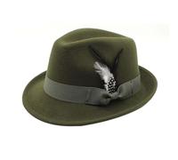 SXcggal Mens Fedora Hat Western Vintage Felt Trilby Hat for Men Party Dress Hat with Feather Band Jazz Cap for Men Women Fancy Costume Hat,Army Green,One Size