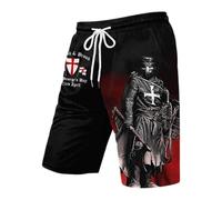 SXcggal Mens St Georges Day Shorts England Flag Knight Cross Print Athletic Running Trunks Casual Beach Swim Shorts Novelty Graphic Pattern Loose Fit Gym Sports Wear Men Summer Fashion,Black,M