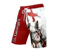 SXcggal Mens St Georges Day Shorts England Flag Knight Cross Print Athletic Running Trunks Casual Beach Swim Shorts Novelty Graphic Pattern Loose Fit Gym Sports Wear Men Summer Fashion,Red,XXXL