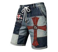 SXcggal Mens St Georges Day Shorts England Flag Knight Cross Print Athletic Running Trunks Casual Beach Swim Shorts Novelty Graphic Pattern Loose Fit Gym Sports Wear Men Summer Fashion,Blue,L