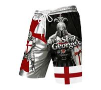 SXcggal Mens St Georges Day Shorts England Flag Knight Cross Print Athletic Running Trunks Casual Beach Swim Shorts Novelty Graphic Pattern Loose Fit Gym Sports Wear Men Summer Fashion,Red,M