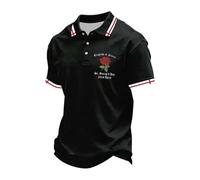 SXcggal Union Jack Men's Polo Shirt St Georges Day British Flag Pattern Print Short Sleeve Casual Tops Patriotic Summer Button Down T-Shirt Graphic Tee for Men,Black,L