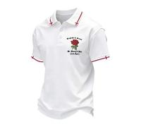 SXcggal Union Jack Men's Polo Shirt St Georges Day British Flag Pattern Print Short Sleeve Casual Tops Patriotic Summer Button Down T-Shirt Graphic Tee for Men,White,L
