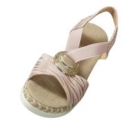 SXcggal Women's Sandals & Slides Arch Support Footbed Comfortable Walking Open Toe Flat Sandals Orthopedic Cork Wedge Beach Slip on Slides Adjustable Strap Buckle,Pink,42