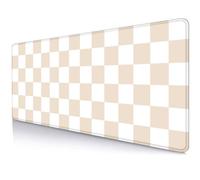 SXCKANG Beige Sand Checkered Desk Pad, Cute Aesthetic Retro Extra Large Mouse Pad, Computer Mousepad Laptop Desk Mat, Desk Writing Mat for Work Home, 31.5 X 11.8 in