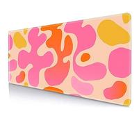 Sxckang Boho Pink Desk Mat, Modern Abstract Cute Large Mouse Pad, XL Extended Kawaii Pink Mousepad Stitched Edges Keyboard Mouse Mat, Desk Accessories for Women Office Decor, 31.5 X 11.8 Inch