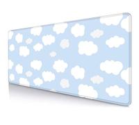 SXCKANG Cute Desk Pad, Blue Sky with Clouds Desk Mat, Large Mouse Pad, Protector Pad, Non-Slip Rubber Base with Stitched Edges Deskmat Writing Mat for Computer Laptop Office,31.5 X 11.8 in