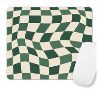SXCKANG Green Checkered Mouse Pad Cute, Retro Boho Mousepad for Home Office, Anti-Slip Rubber Abstract Wavy Square Mouse Pads for Computer & Laptop, 9.5x7.9 inch, Sage Green Pattern Aesthetic