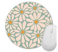 SXCKANG Green Daisy Flower Mouse Pad Small, Boho Retro Aesthetic Mousepad, Floral Computer Cute Mouse Pads, Non-Slip Rubber Base Modern Art Mouse Mat for Office Decor, 7.9x7.9 inch, Abstract