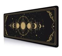 SXCKANG Moon Phases Large Gaming Mouse Pad, Celestial Cycle Lunar Chart Black and Gold Desk Pad, Stars in Space Horoscope Desk Mat, Mystical Astronomy Mousepad for Gamer Home&Office, 31.5x11.8 in